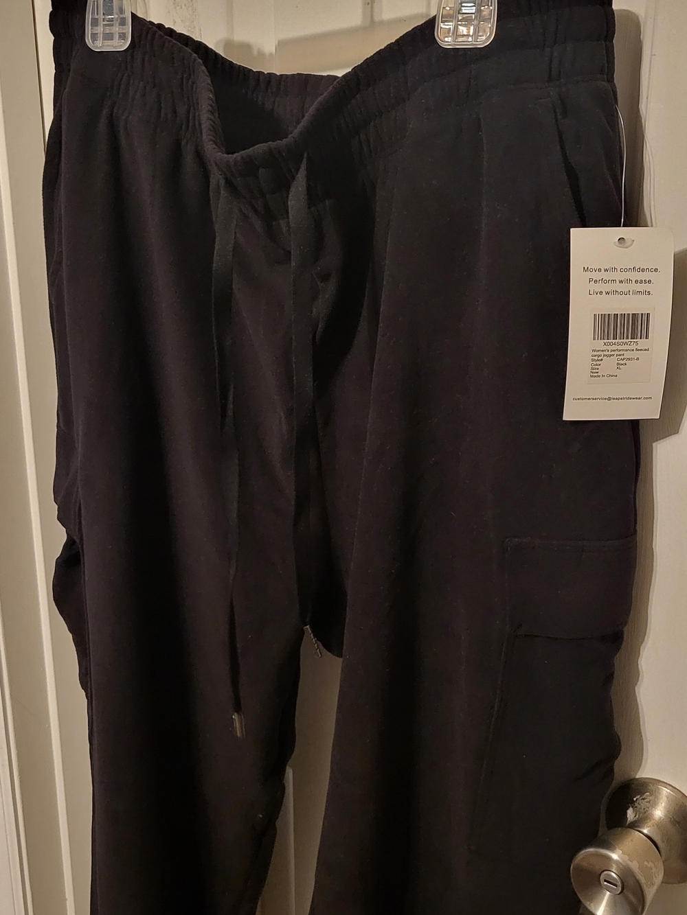 Leapstride Performance Fleece Cargo Jogger Pant Women's Black Cargo Jogger Pants